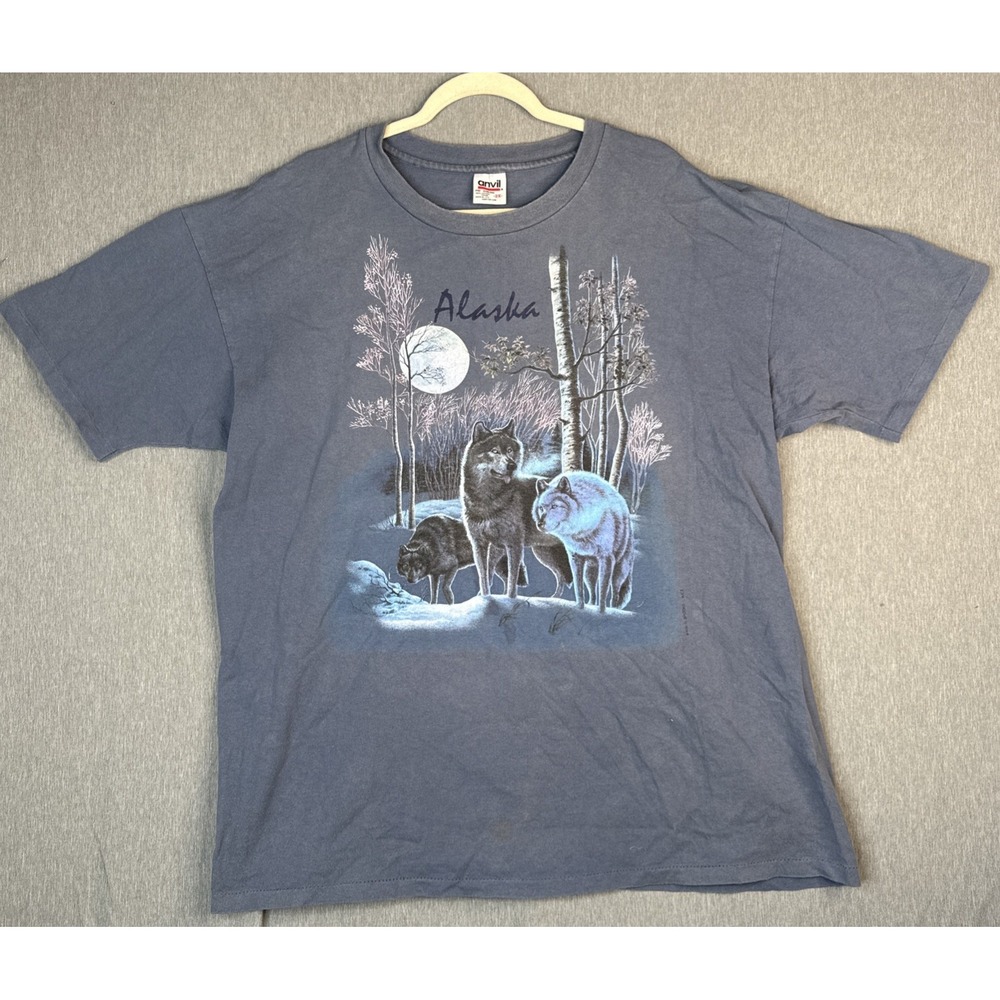 Vintage Alaska Wolf  T-Shirt, Single Stitch Shirt 2XL USA Anvil WM R. Brooks
